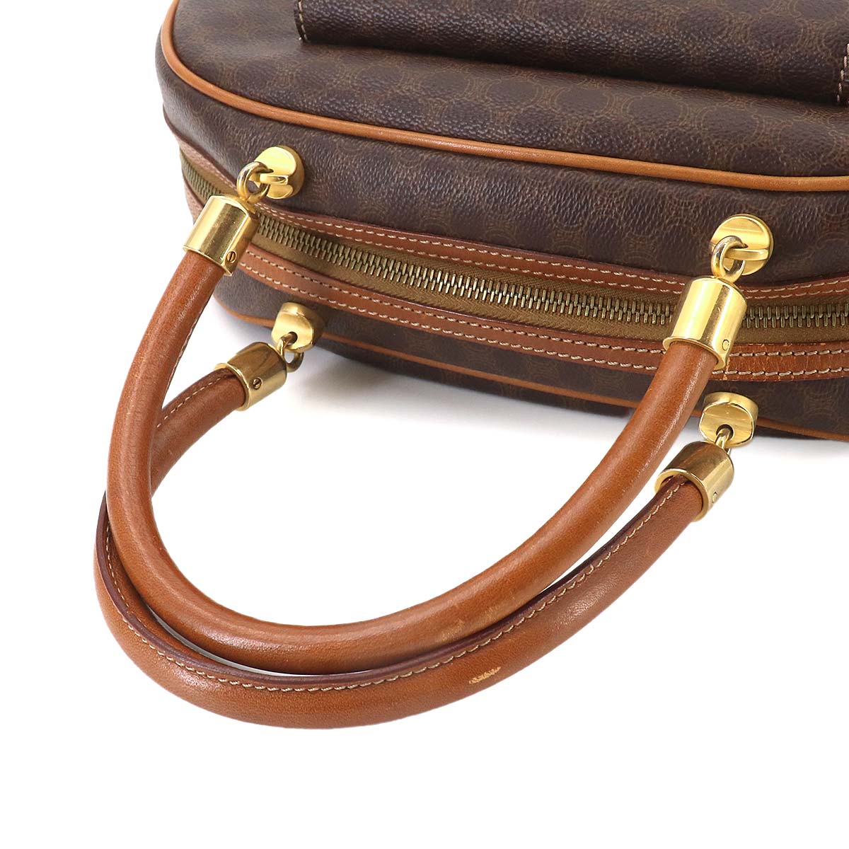 Macadam Hand Bag PVC Leather Brown Vintage Purse