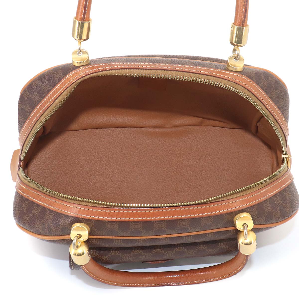Macadam Hand Bag PVC Leather Brown Vintage Purse