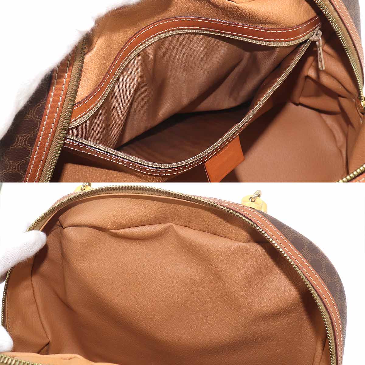 Macadam Hand Bag PVC Leather Brown Vintage Purse