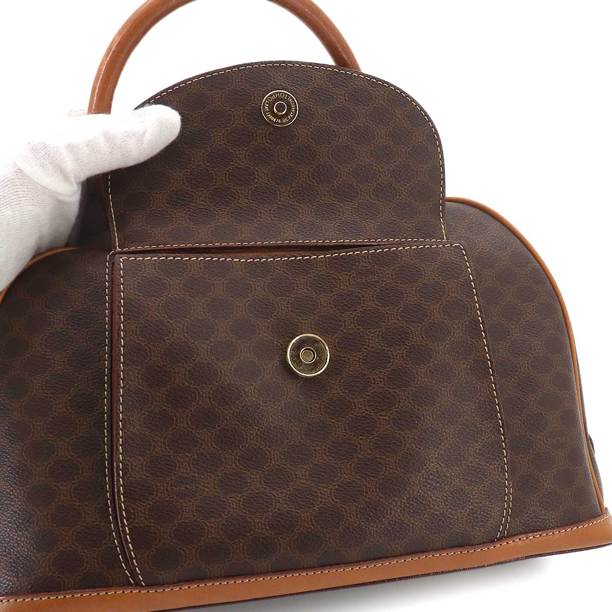 Macadam Hand Bag PVC Leather Brown Vintage Purse