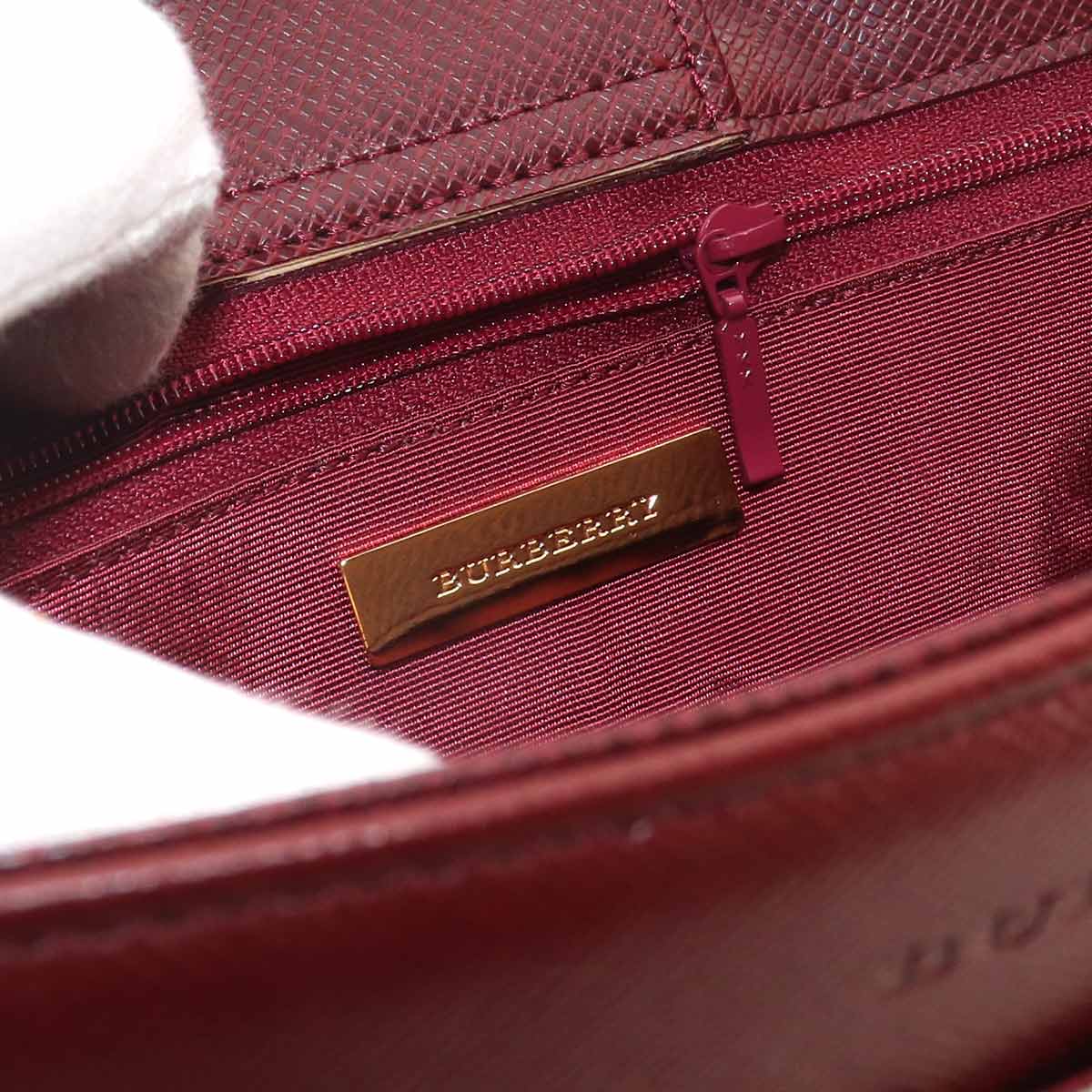 Plaid Hand Bag Canvas Leather Beige Bordeaux Purse