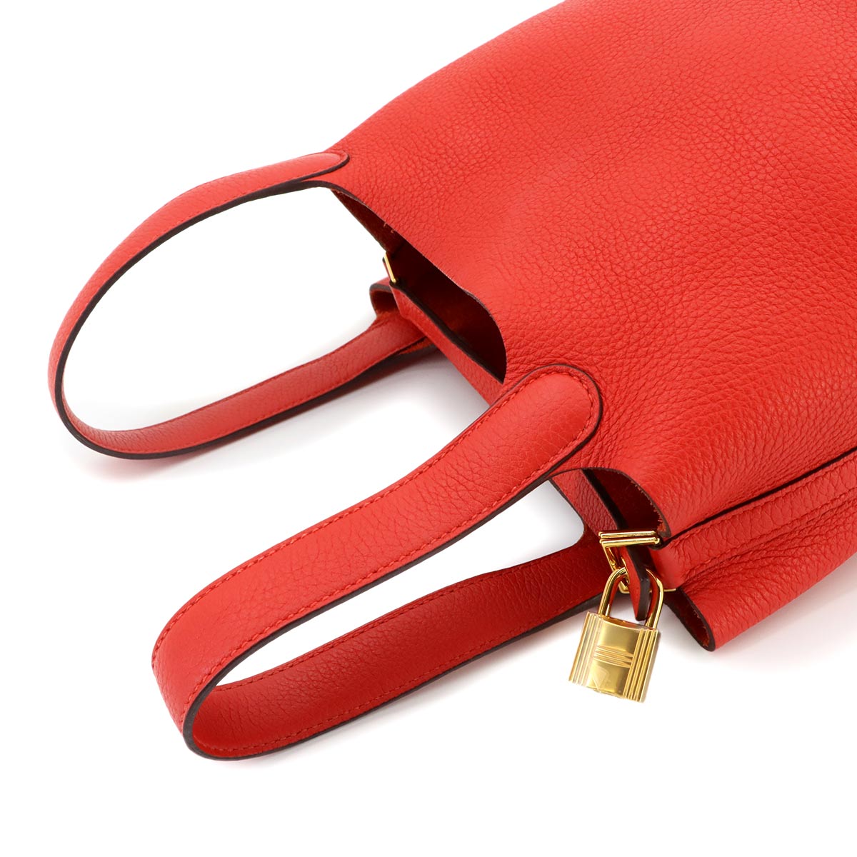 Picotin Lock PM Hand Bag Taurillon Clemence Rouge Tomate