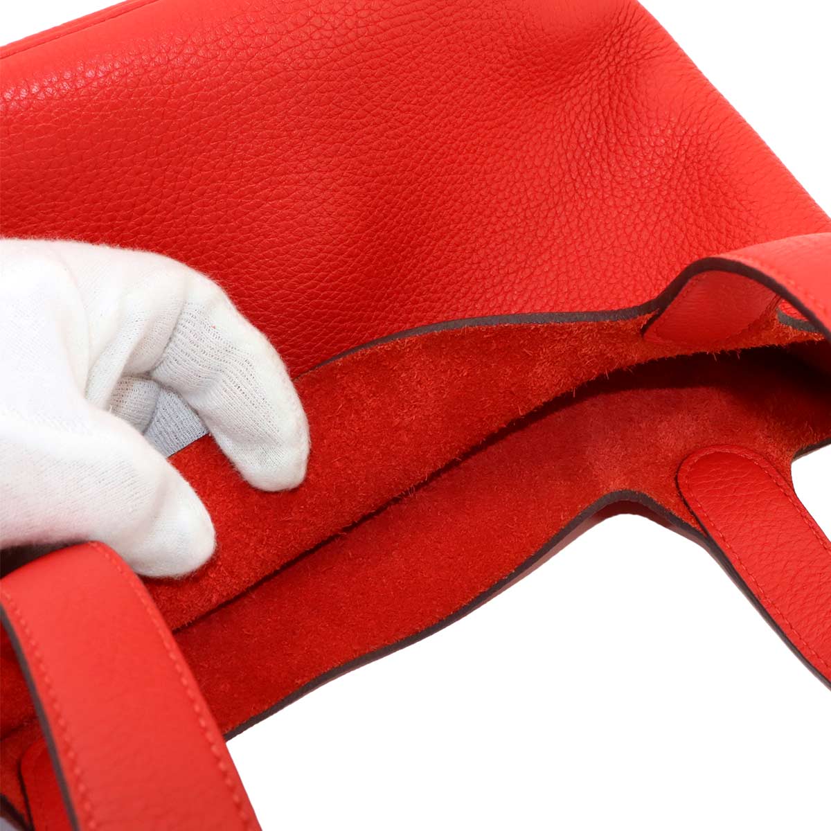 Picotin Lock PM Hand Bag Taurillon Clemence Rouge Tomate