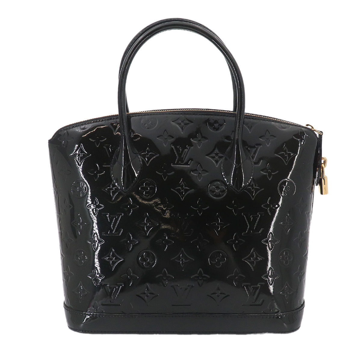 Monogram Vernis Lockit Hand Bag Leather Noir M90247