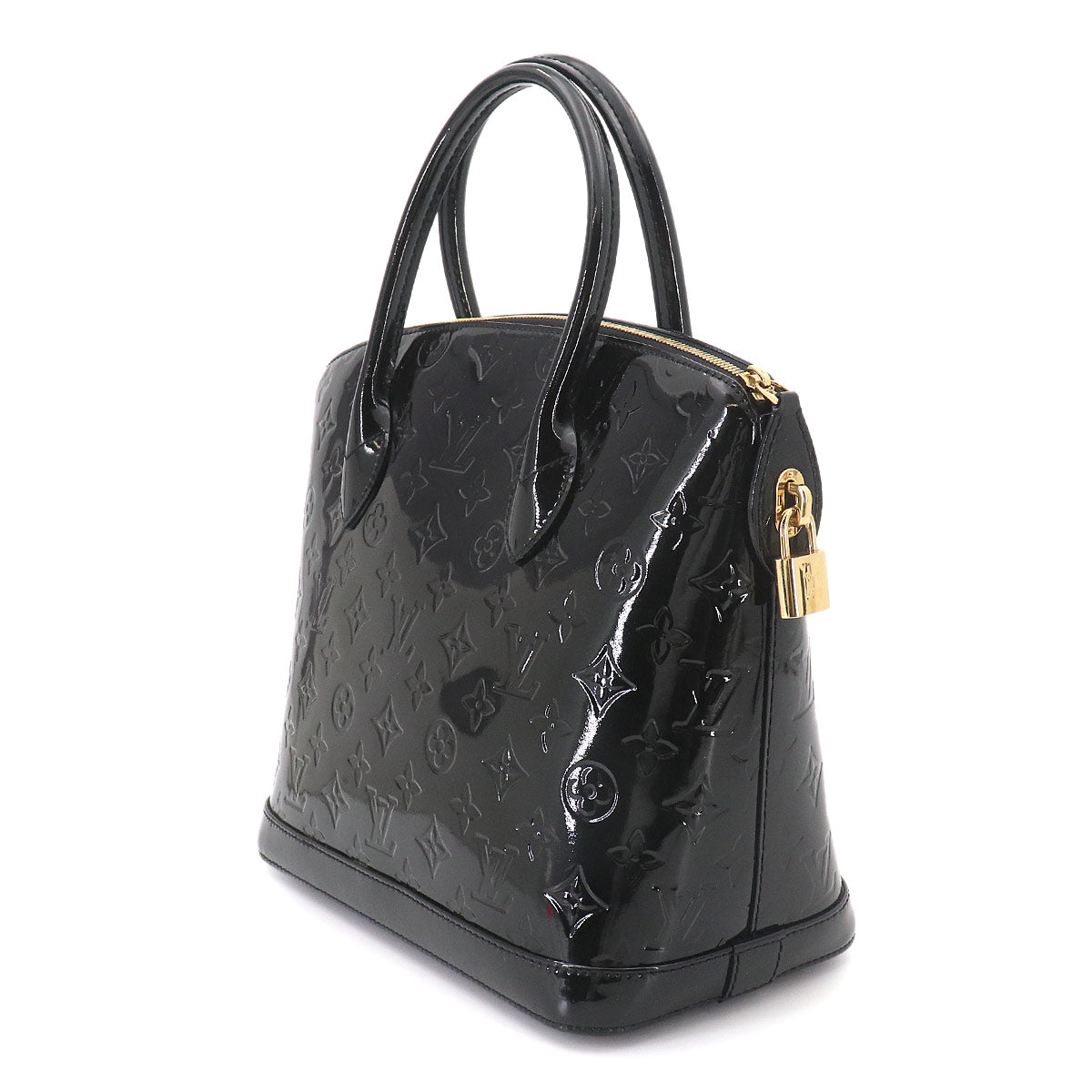 Monogram Vernis Lockit Hand Bag Leather Noir M90247