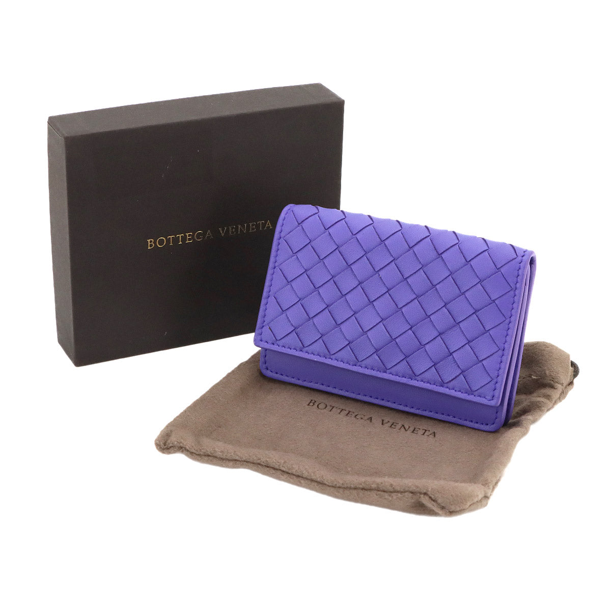 Intrecciato Card Case Leather Purple 133945