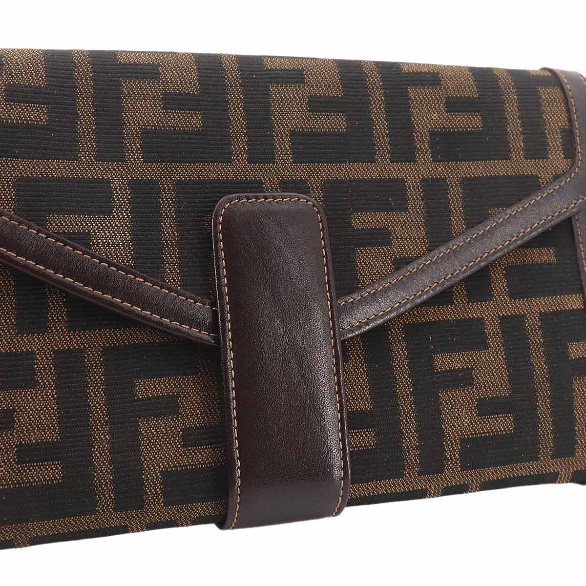 Zucca Long Wallet Canvas Leather Brown 01636 Purse