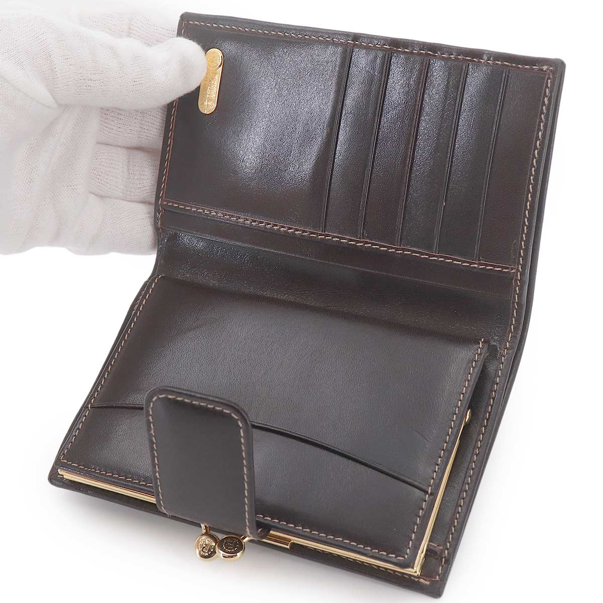 Zucca Compact Wallet Canvas Leather Brown Black Purse