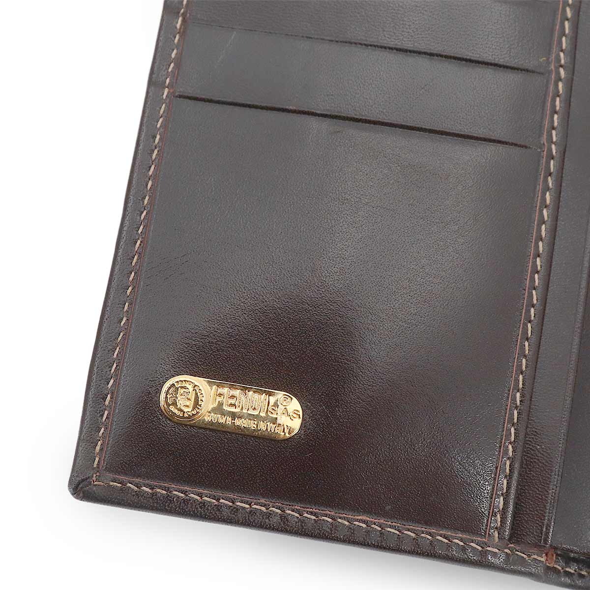 Zucca Compact Wallet Canvas Leather Brown Black Purse