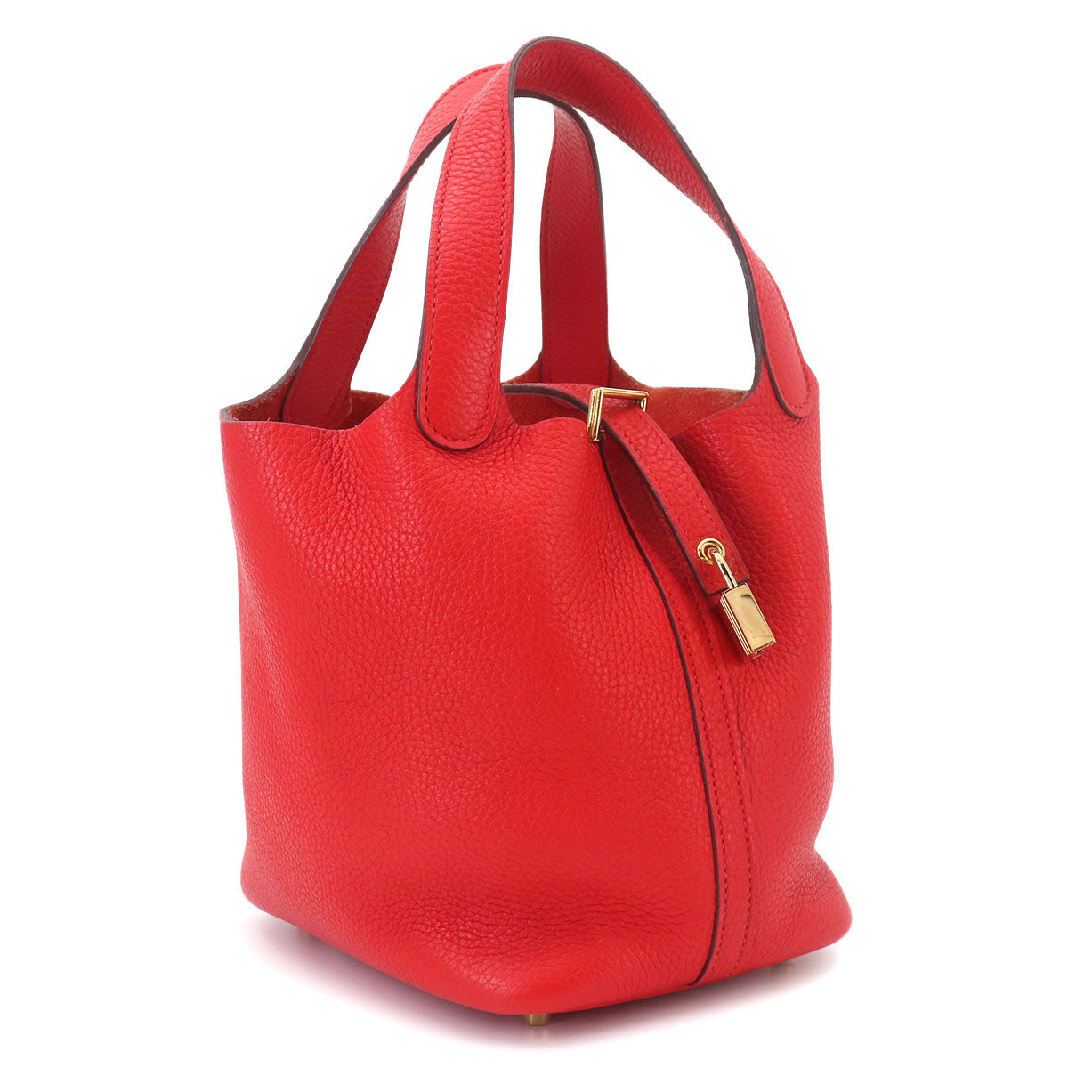 Picotin Lock PM Hand Bag Taurillon Clemence Rouge Tomate