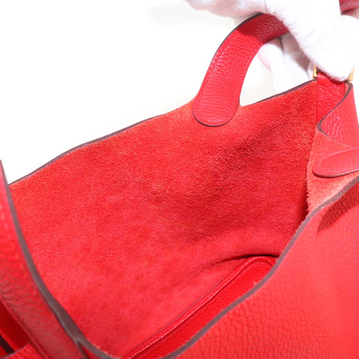 Picotin Lock PM Hand Bag Taurillon Clemence Rouge Tomate