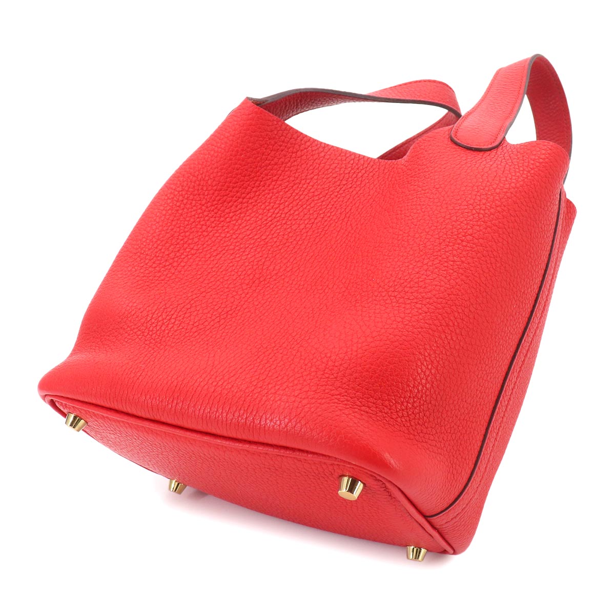 Picotin Lock PM Hand Bag Taurillon Clemence Rouge Tomate
