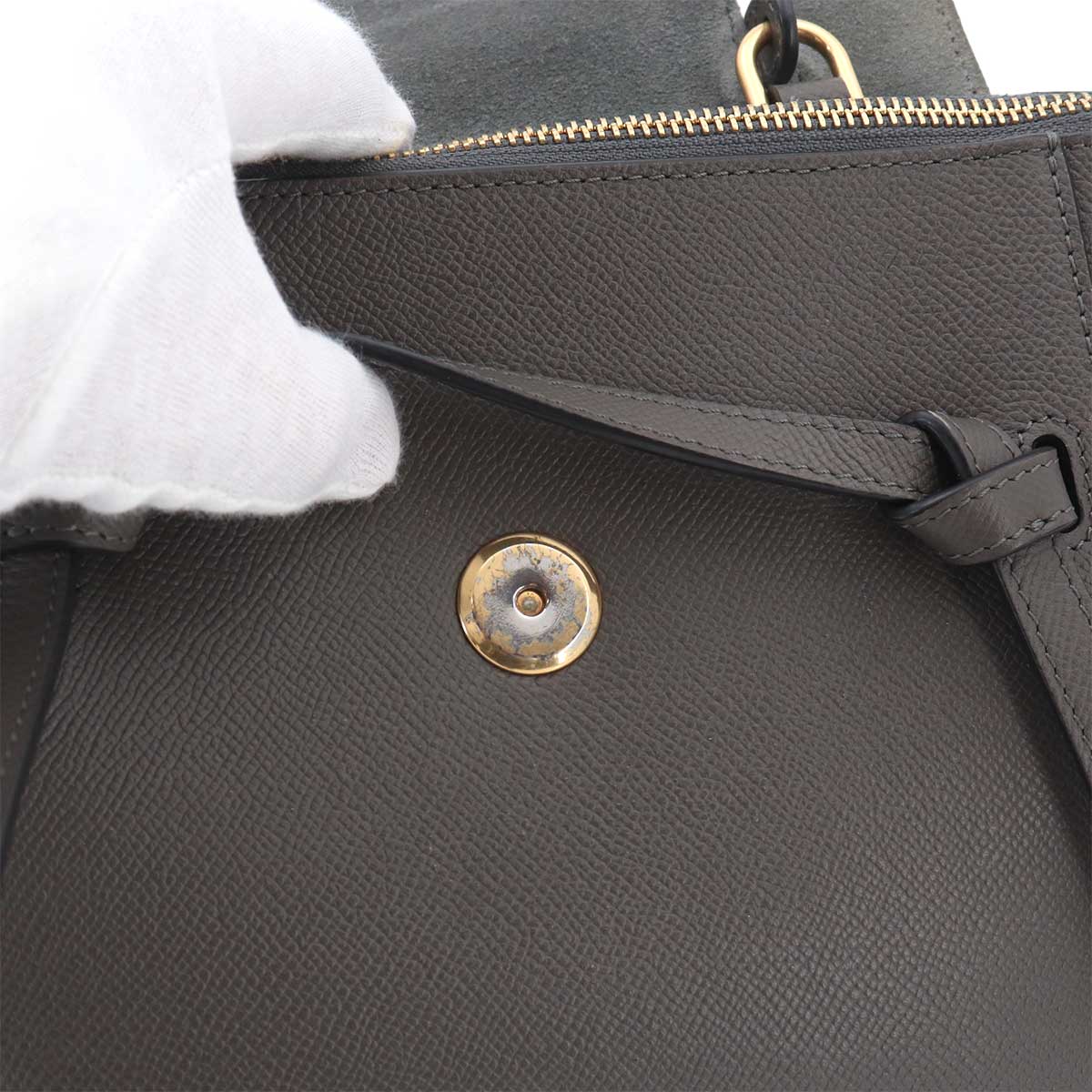 Belt Bag Nano 2way Hand Shoulder Bag Leather Gray 189003
