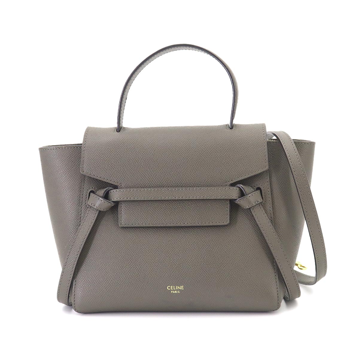 Belt Bag Nano 2way Hand Shoulder Bag Leather Gray 189003