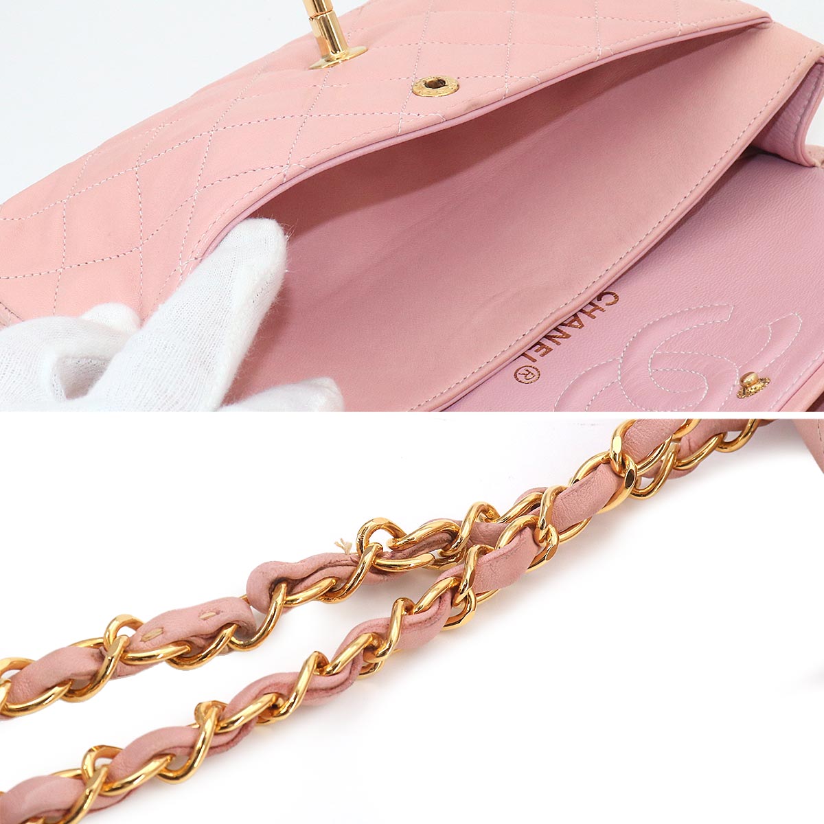Matelasse 23 Chain Shoulder Bag Leather Pink A01113