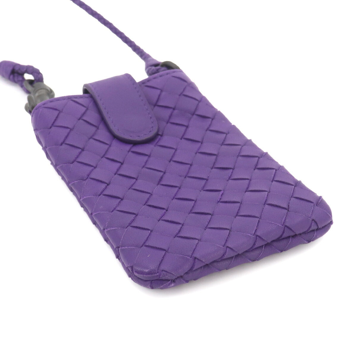 Intrecciato Phone Case Pouch Leather Purple 172765