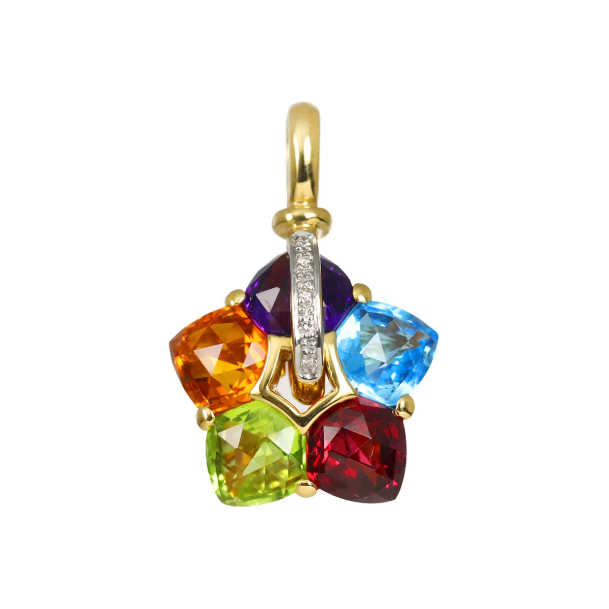 Diamond 0.03ct Multi Stone Pendant 18K YG Yellow Gold 750