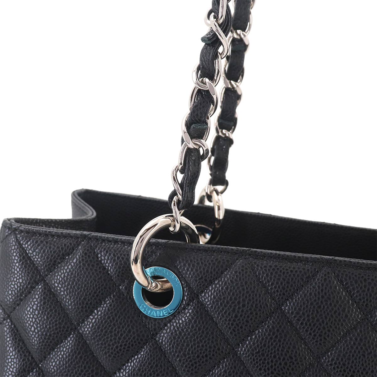 Matelasse Grand Shopping Tote Bag Leather Black GST A50995