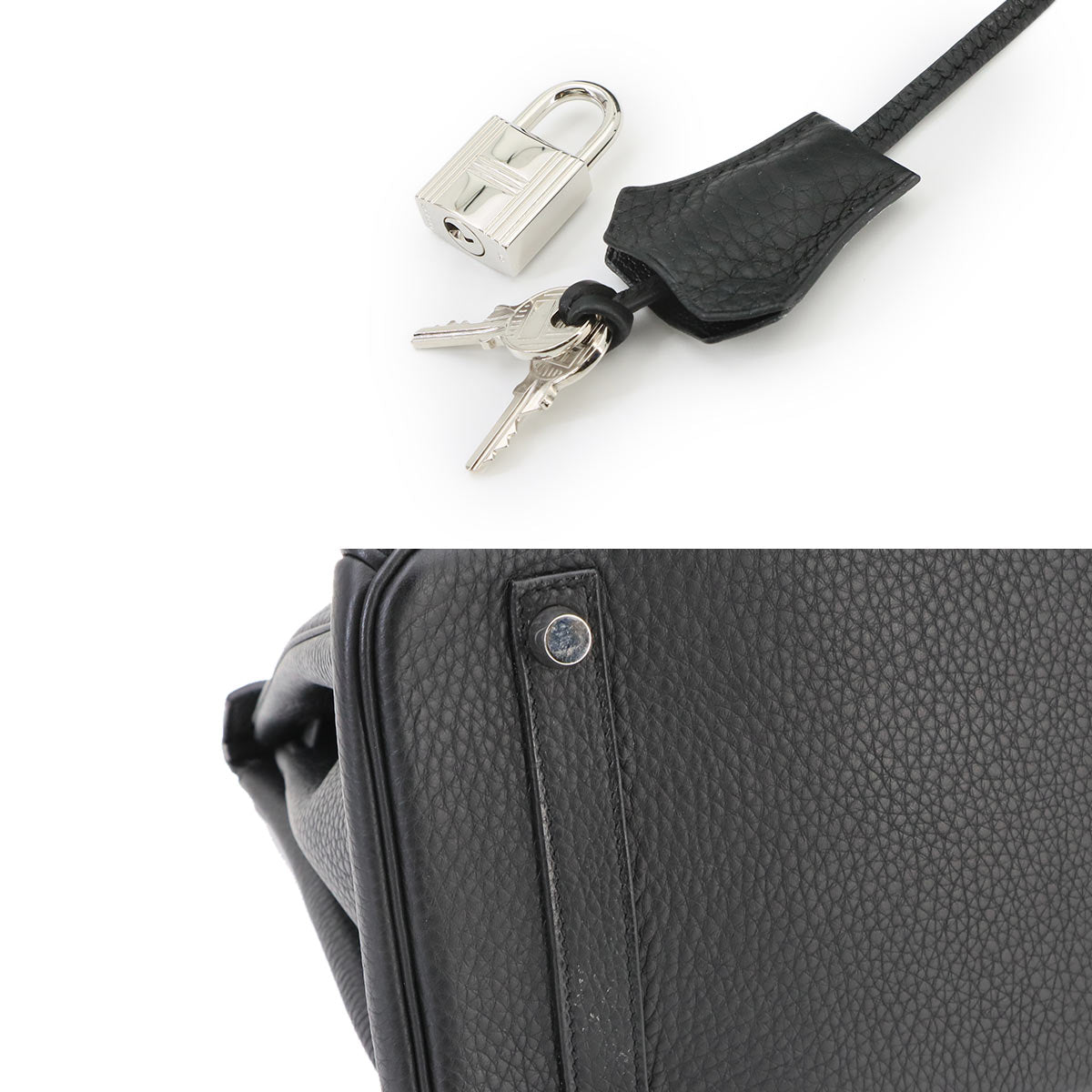 Birkin 30 Veau Togo Black Hand Bag Noir Purse