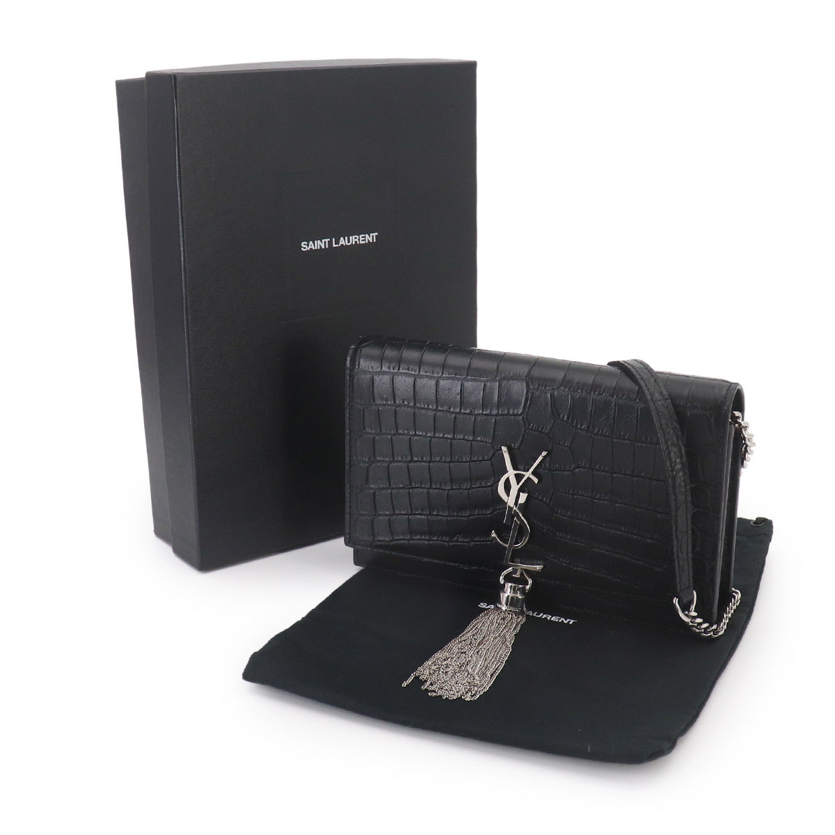Kate Chain Long Wallet Leather Black 452159