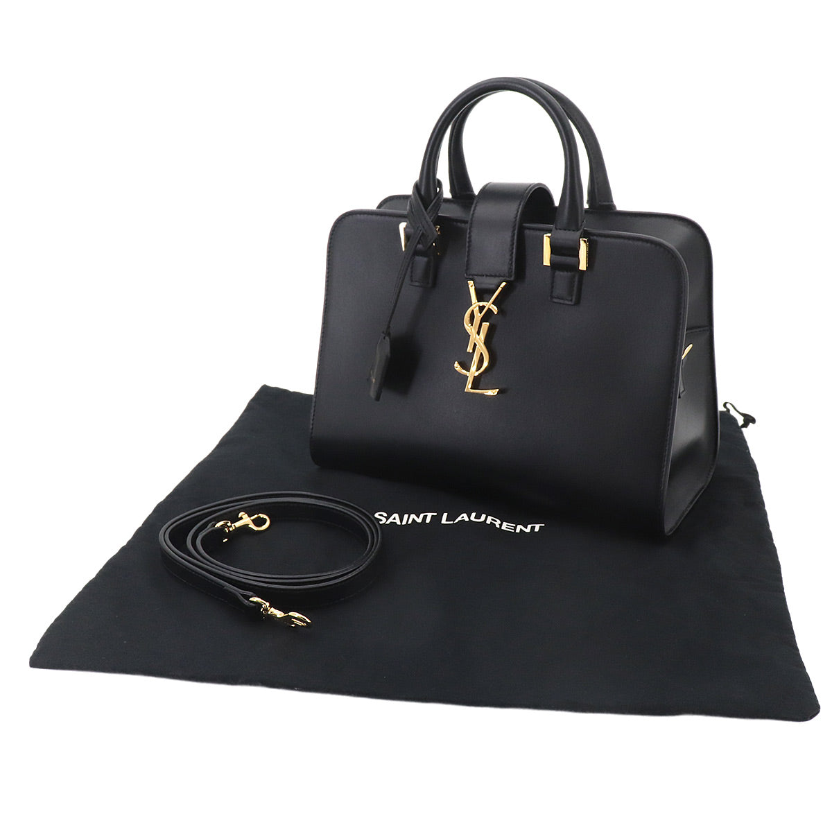 Baby Cabas Hand Shoulder Bag Leather Black 568853