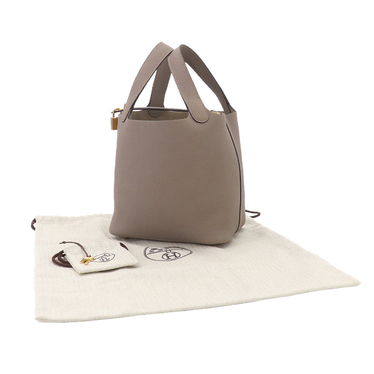 Picotin Lock PM Hand Bag Taurillon Maurice Gris Asphalte