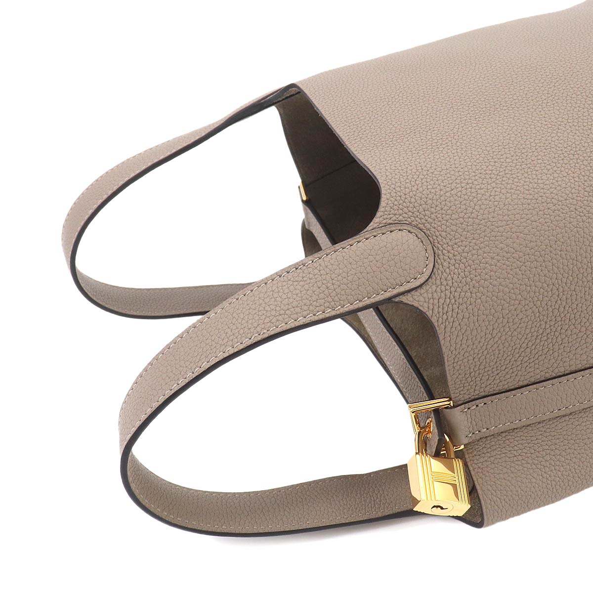 Picotin Lock PM Hand Bag Taurillon Maurice Gris Asphalte