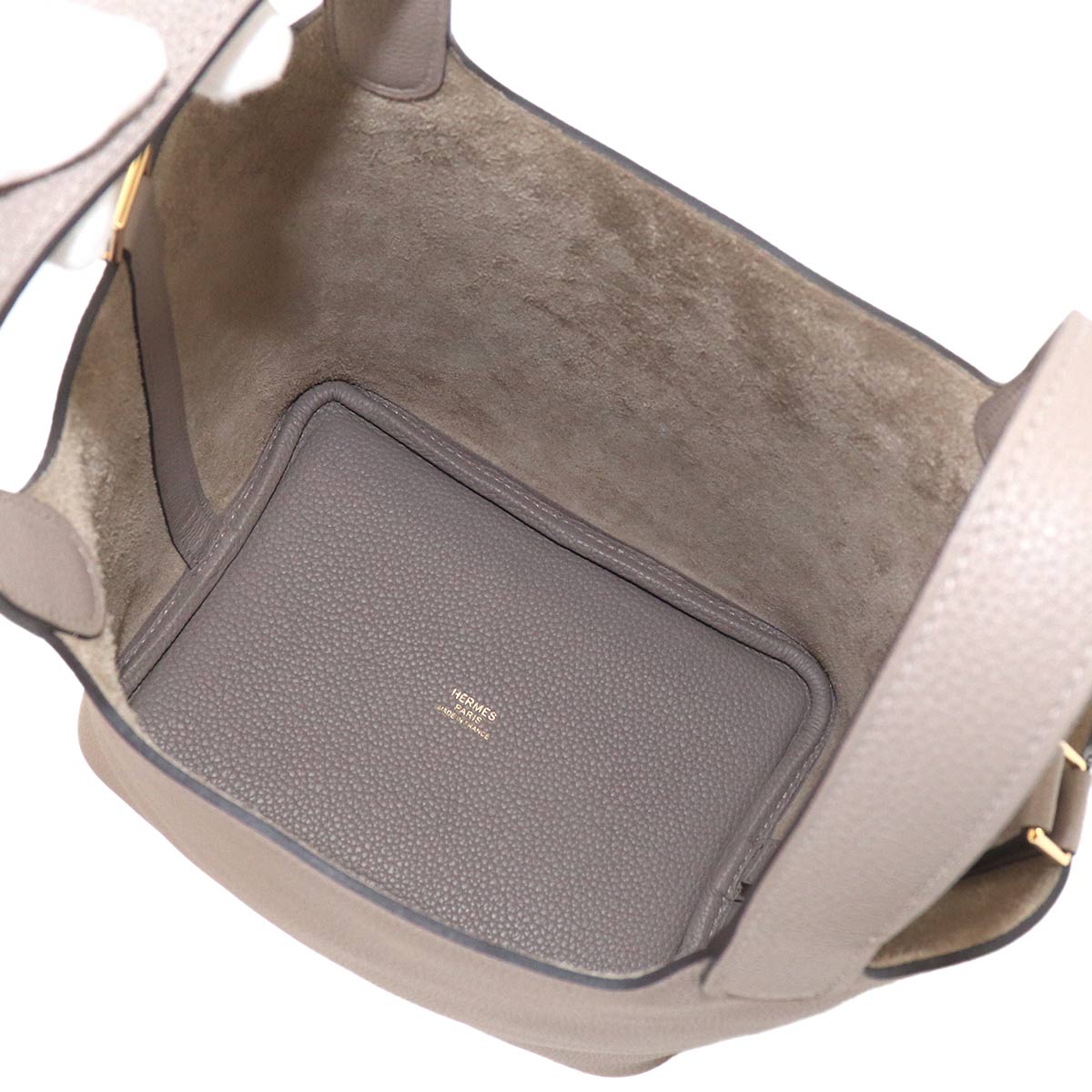 Picotin Lock PM Hand Bag Taurillon Maurice Gris Asphalte