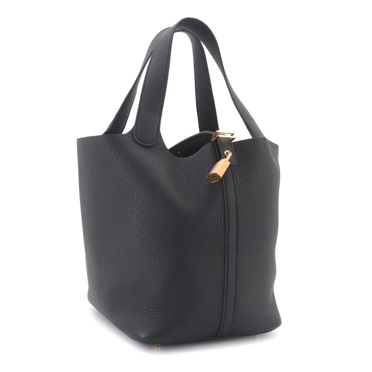 Picotin Lock MM Hand Bag Taurillon Clemence Black Purse