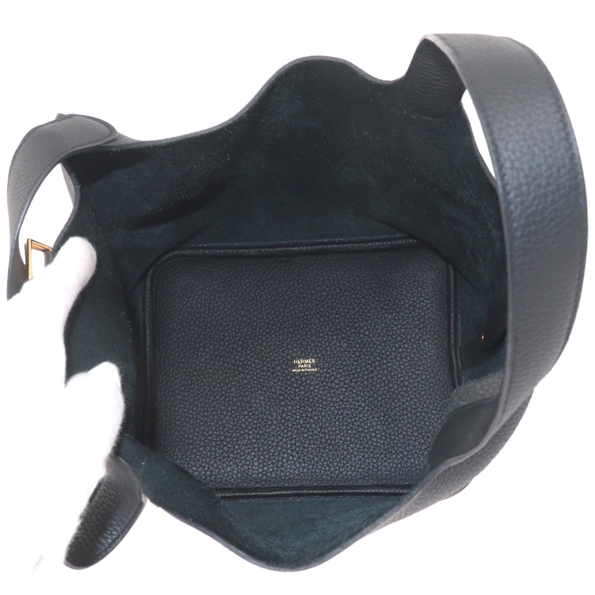 Picotin Lock MM Hand Bag Taurillon Clemence Black Purse