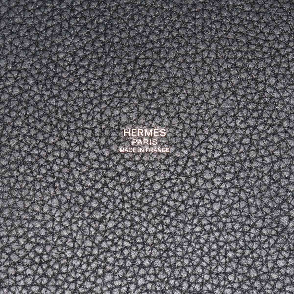 Picotin Lock MM Hand Bag Taurillon Clemence Black Purse