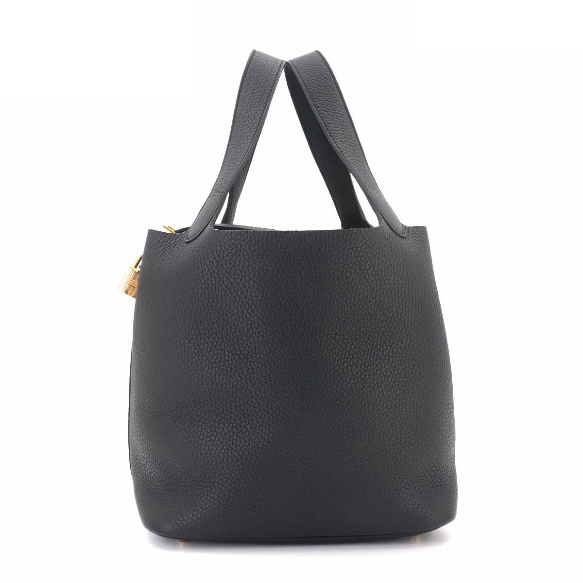 Picotin Lock MM Hand Bag Taurillon Clemence Black Purse