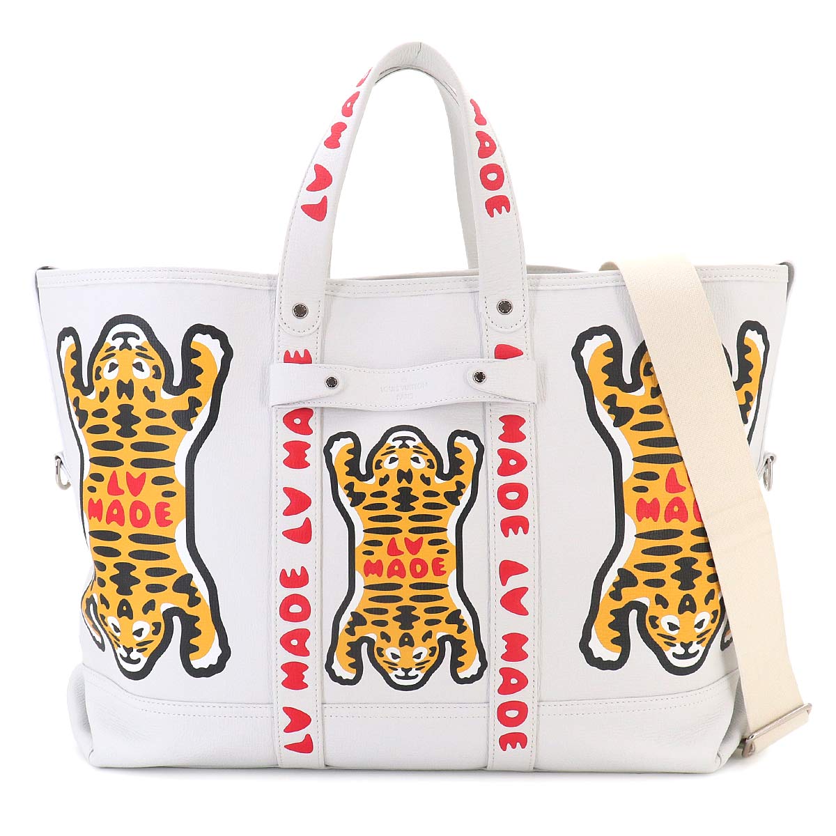 Trolley Tote Shoulder Bag Laether Blanc M59366 NIGO