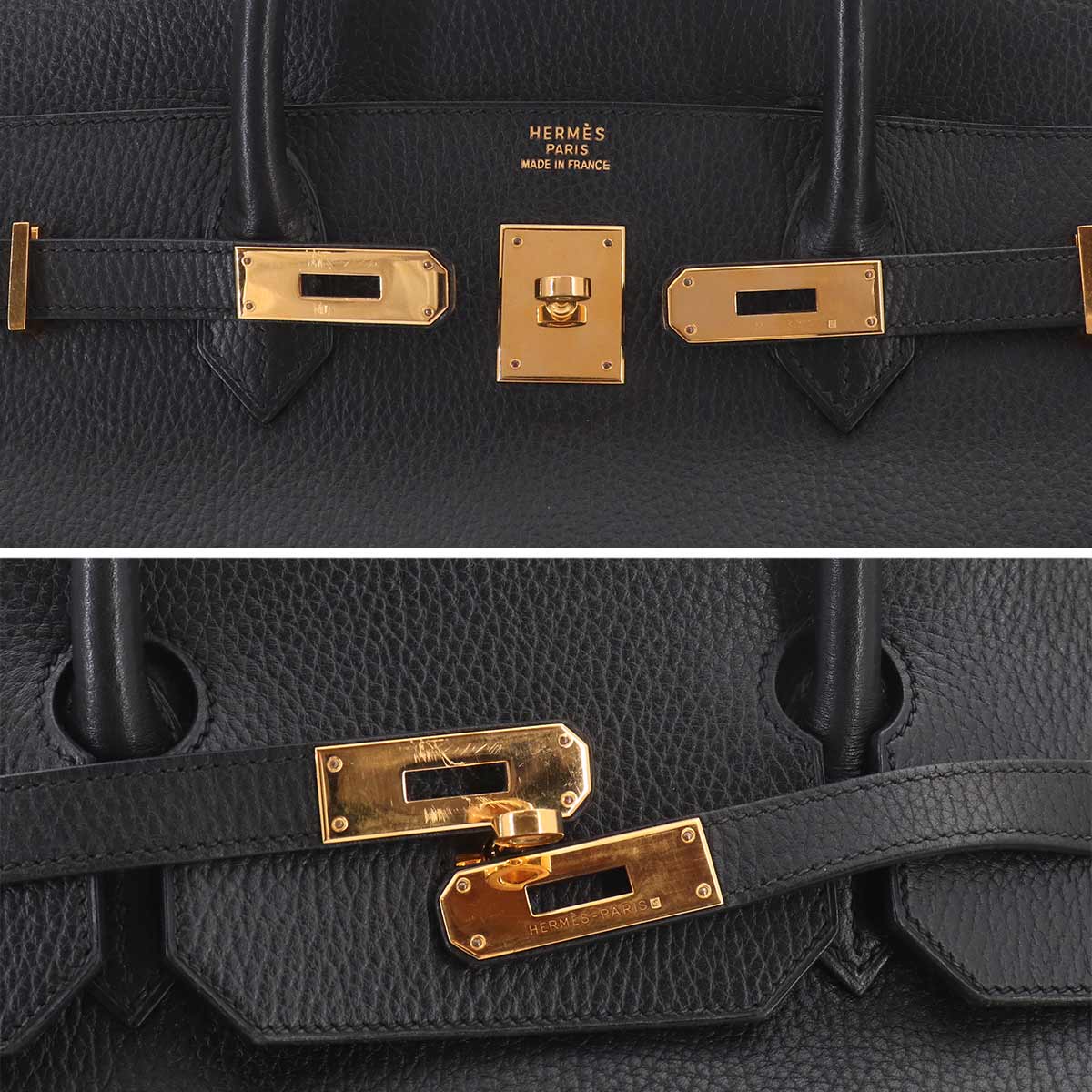 Birkin 40 Ardennes Leather Black Hand Bag Vintage Purse