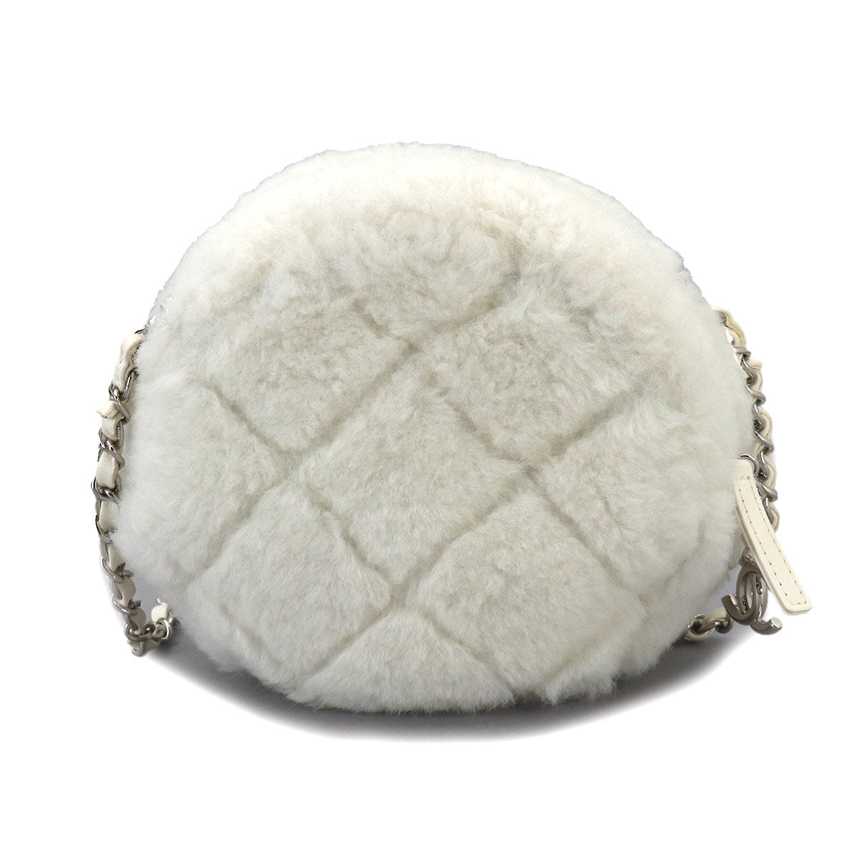 Fur Chain Shoulder Bag Shearling White AS4279 Purse
