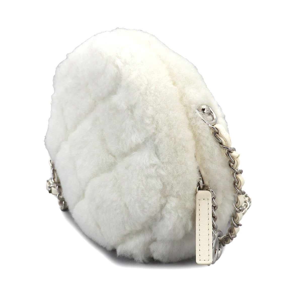 Fur Chain Shoulder Bag Shearling White AS4279 Purse