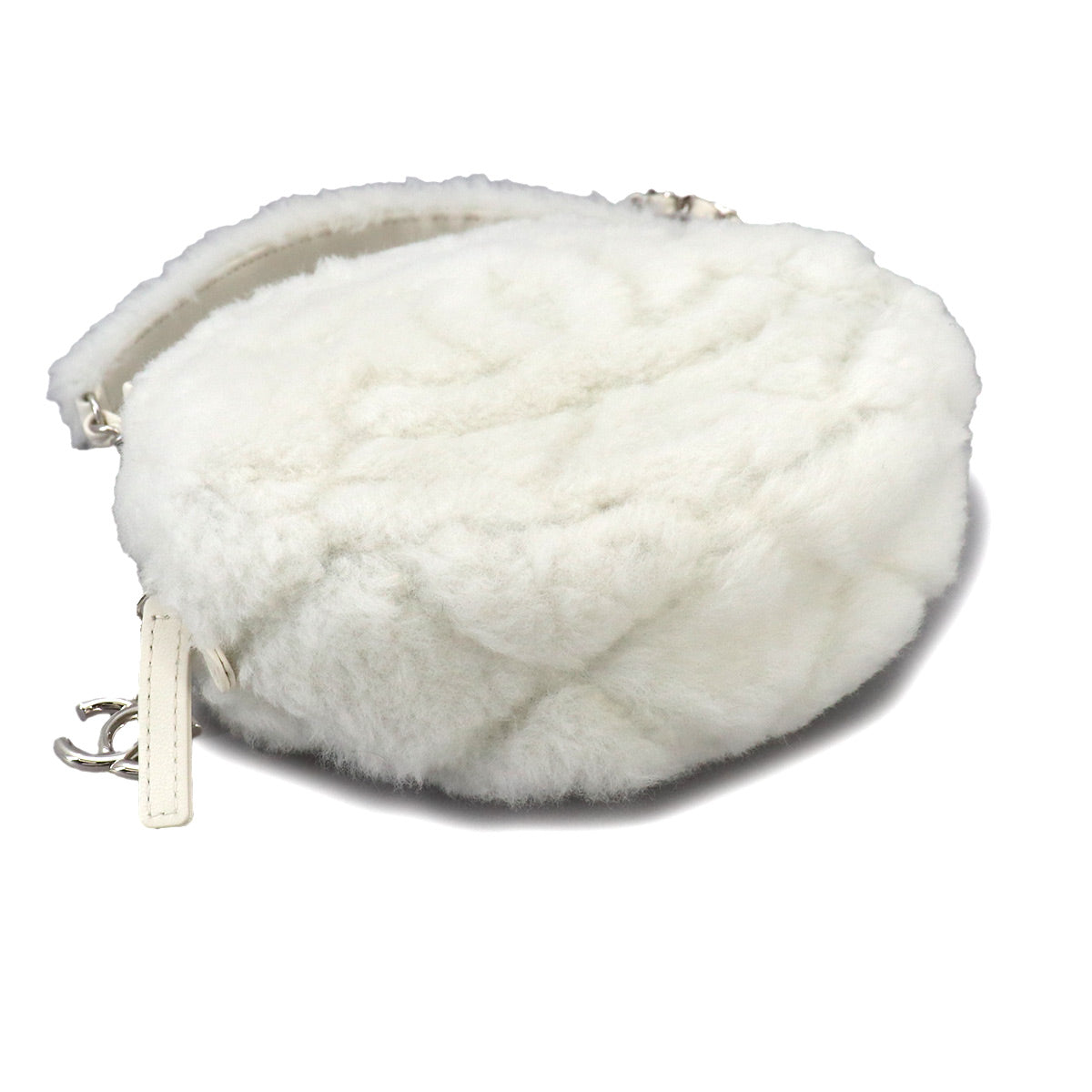 Fur Chain Shoulder Bag Shearling White AS4279 Purse