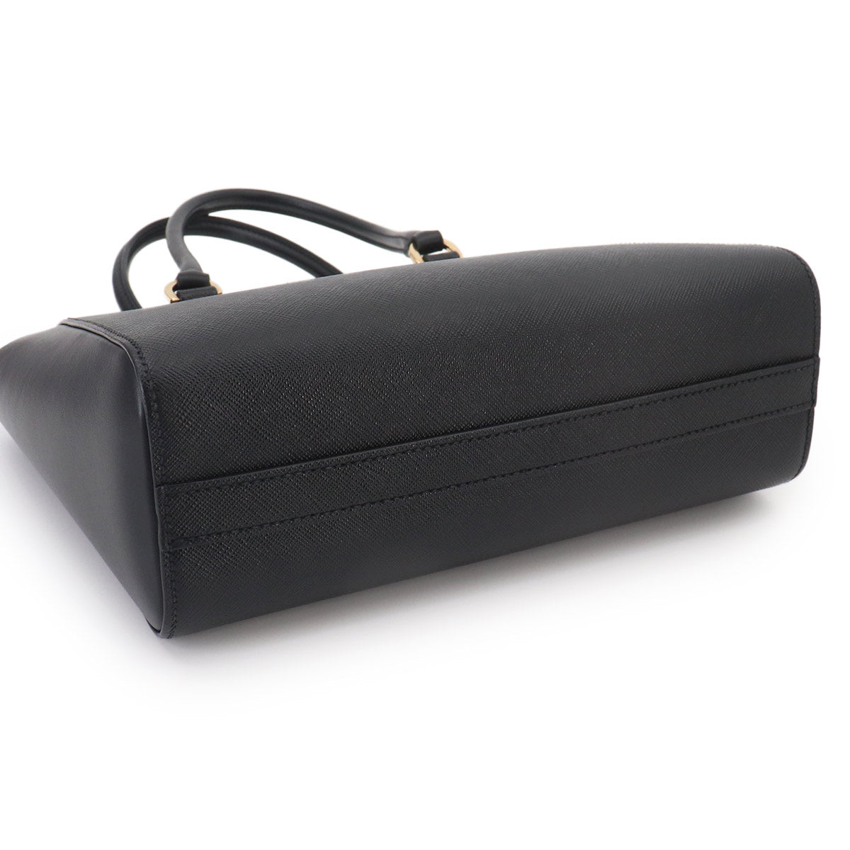 2way Hand Shoulder Bag Saffiano Leather Nero Black Purse