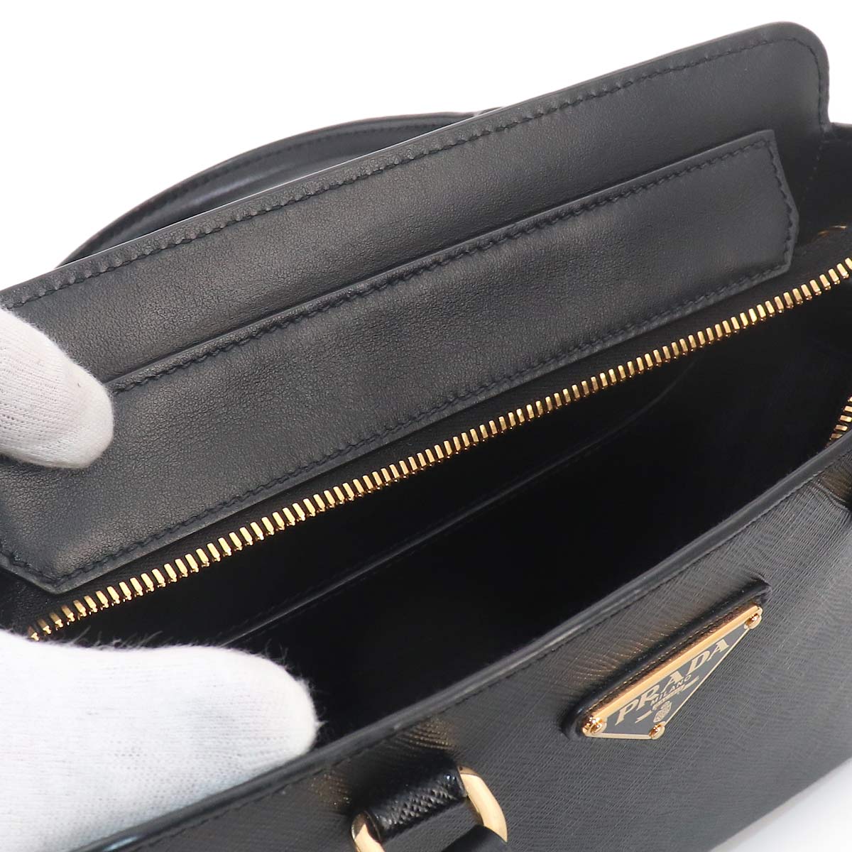 2way Hand Shoulder Bag Saffiano Leather Nero Black Purse