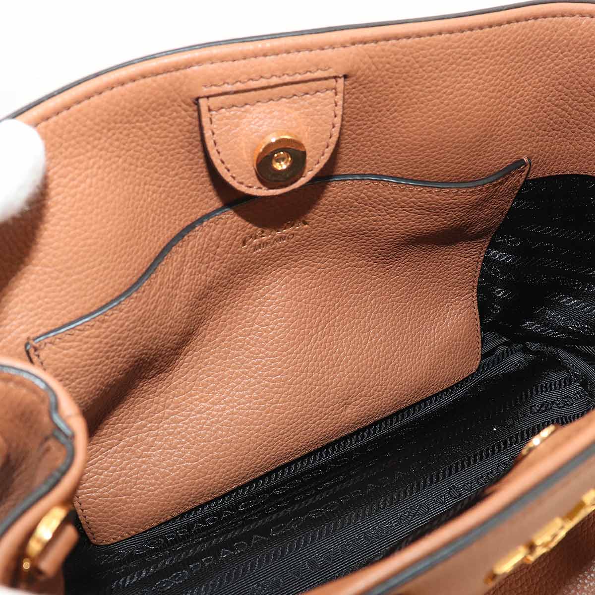 2way Hand Shoulder Bag Leather Brown 1BA411