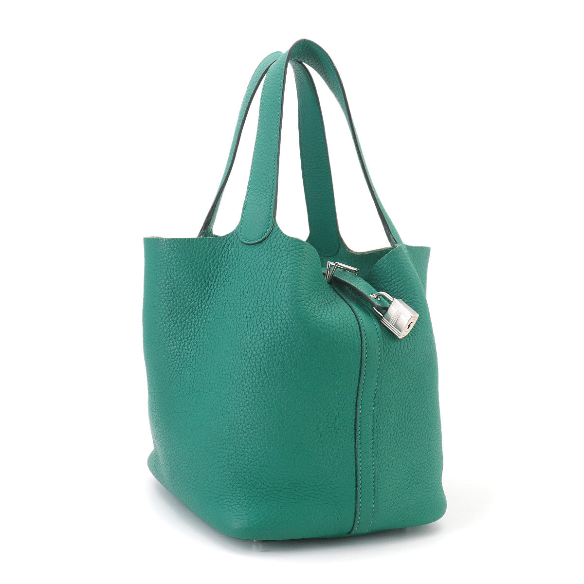 Picotin Lock MM Hand Bag Taurillon Clemence Vert Verone
