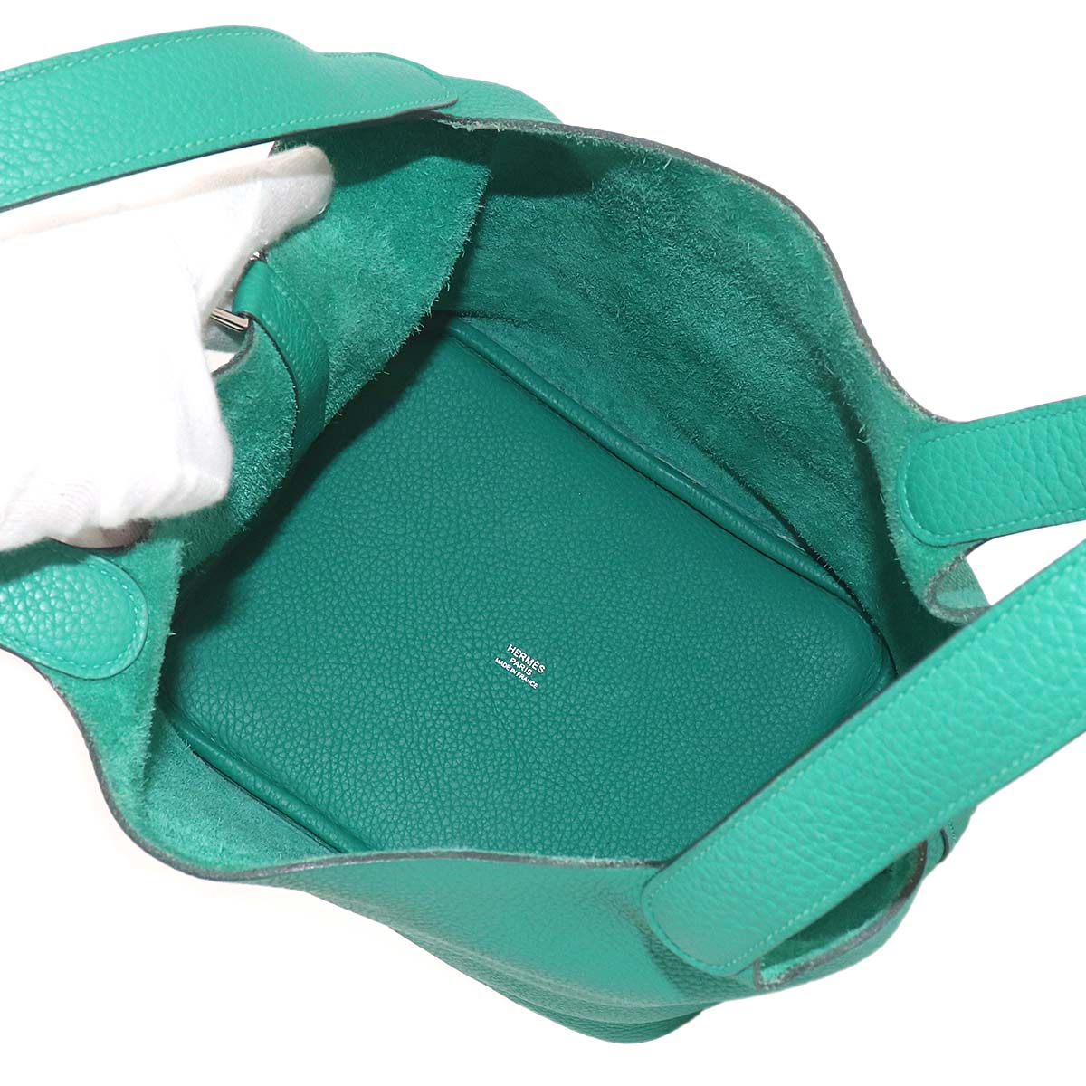 Picotin Lock MM Hand Bag Taurillon Clemence Vert Verone