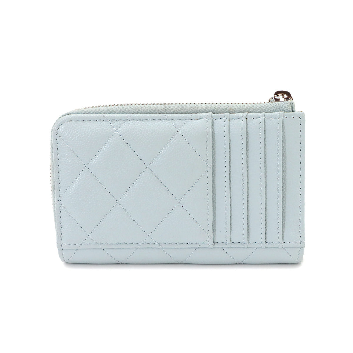 Matelasse Coin Case Purse Wallet Leather Light blue Star