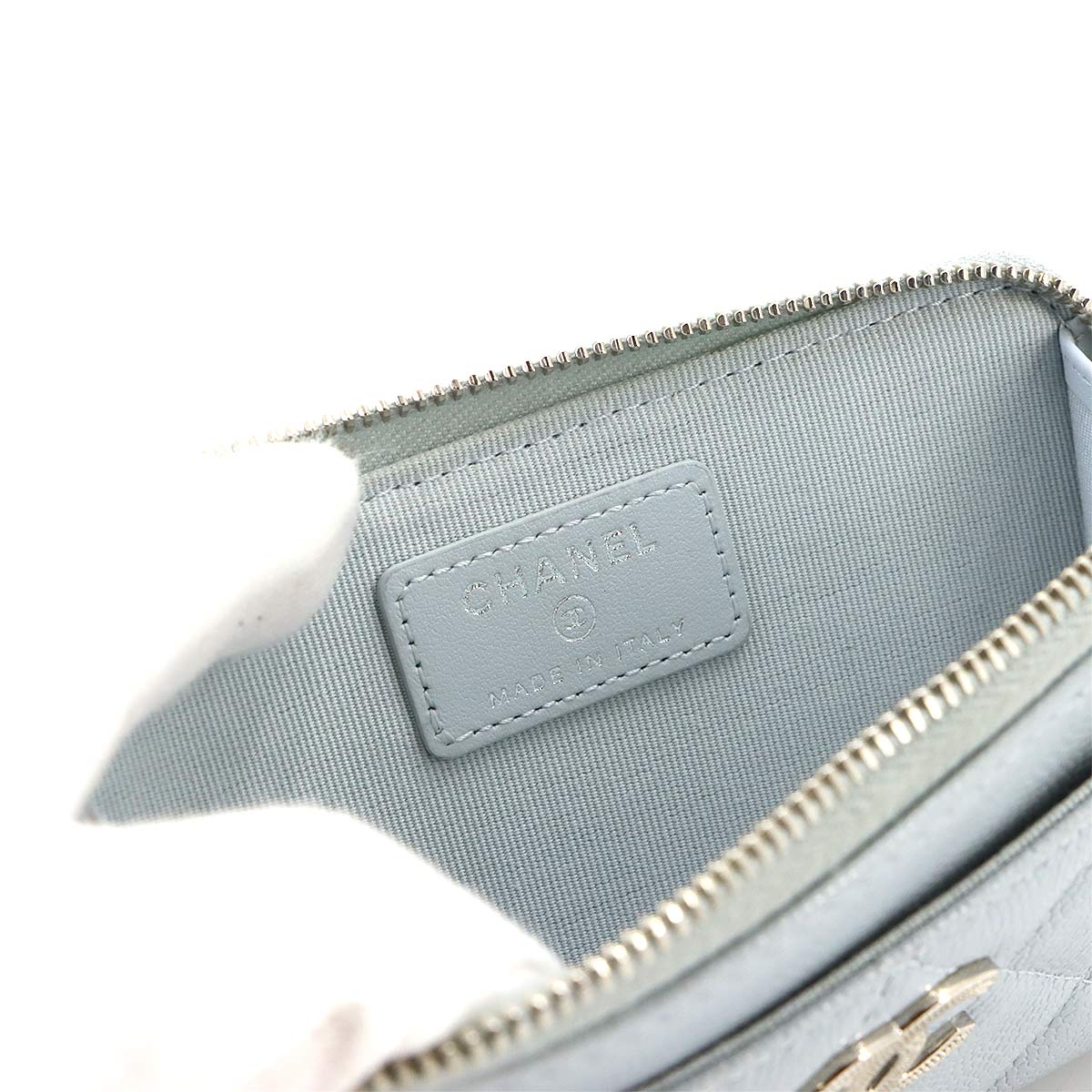 Matelasse Coin Case Purse Wallet Leather Light blue Star