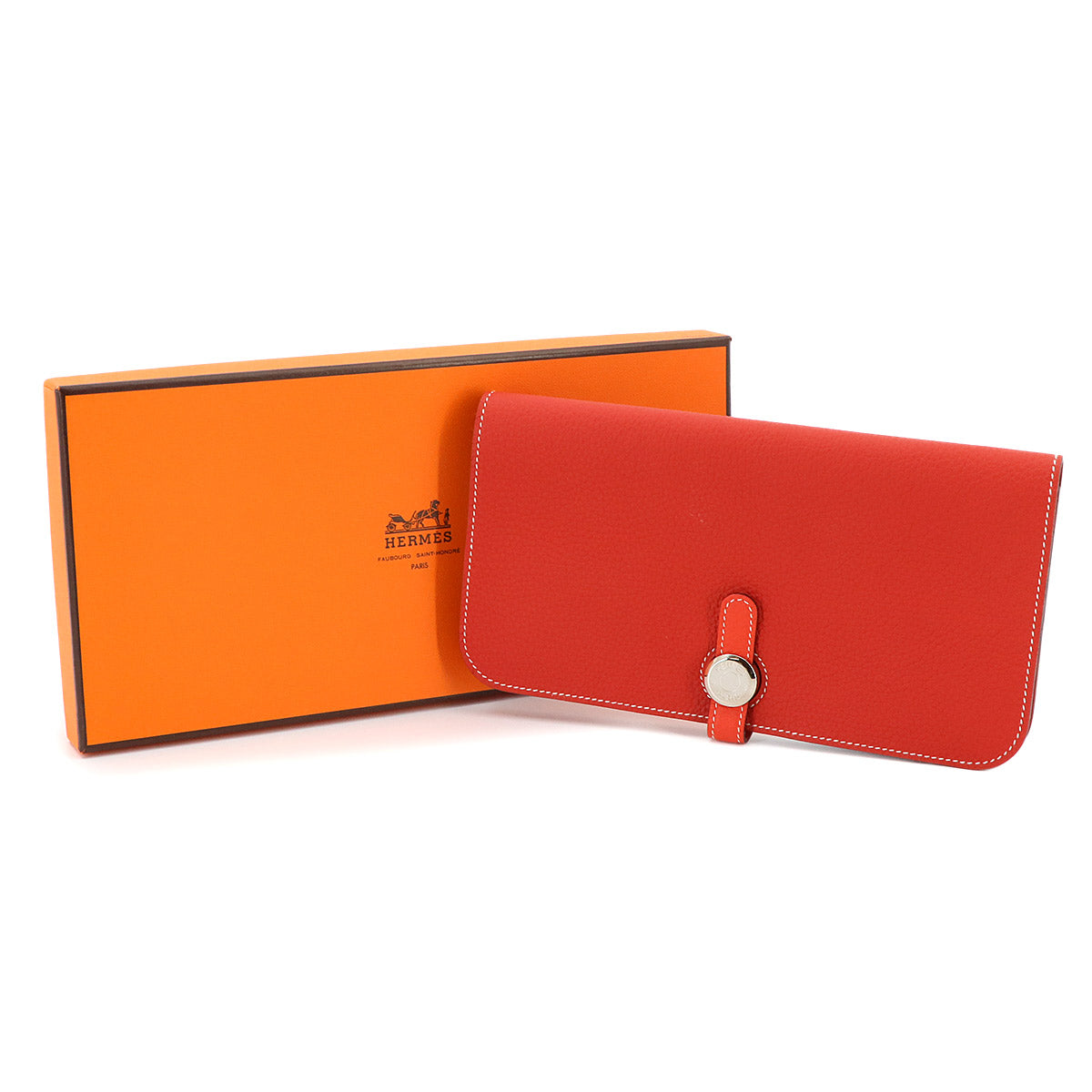 Dogon Long Wallet Togo Geranium Capucine Purse