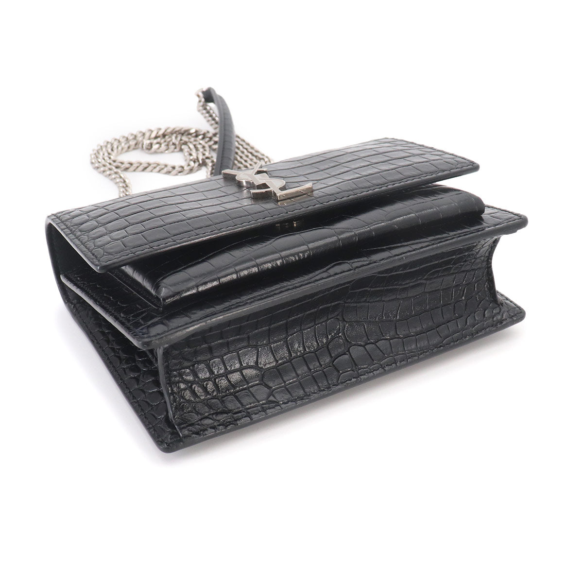 Sunset Mini Chain Wallet Leather Black 452157