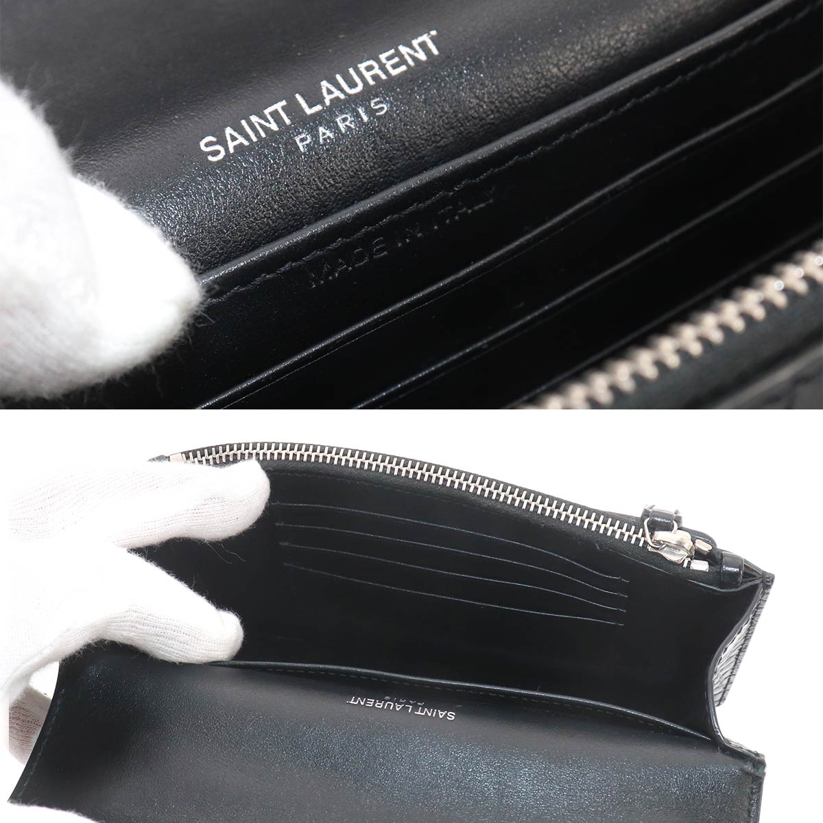 Sunset Mini Chain Wallet Leather Black 452157