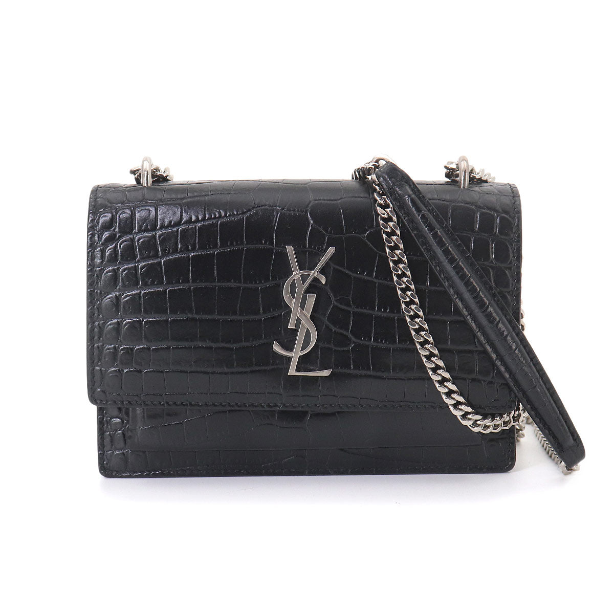 Sunset Mini Chain Wallet Leather Black 452157