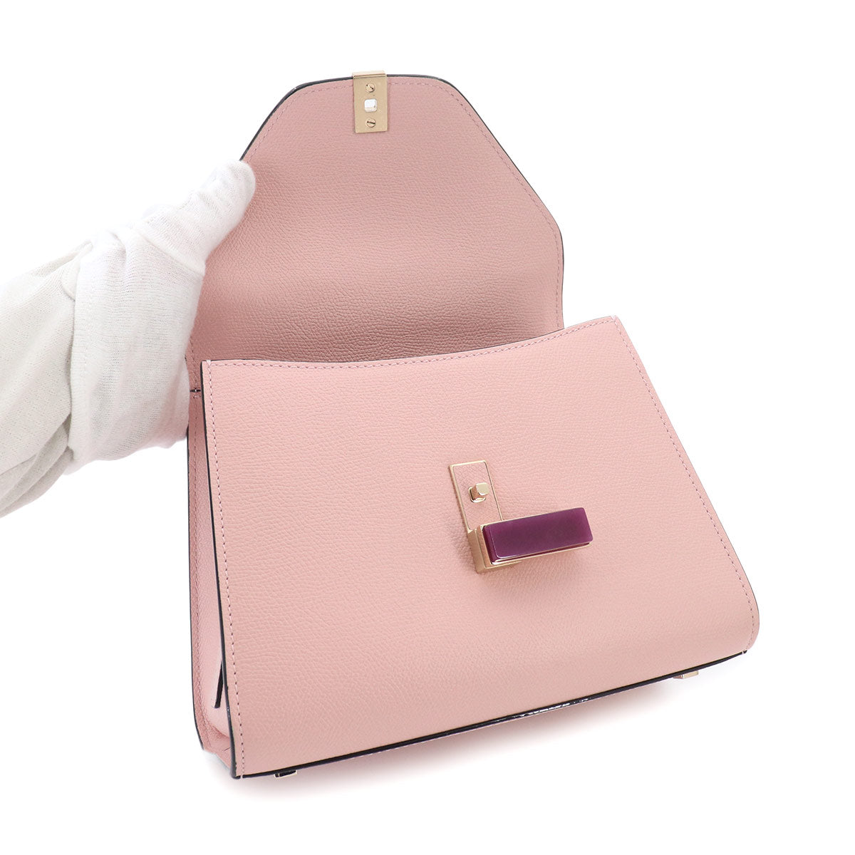 Mini Iside 2way Hand Shoulder Bag Leather Pink