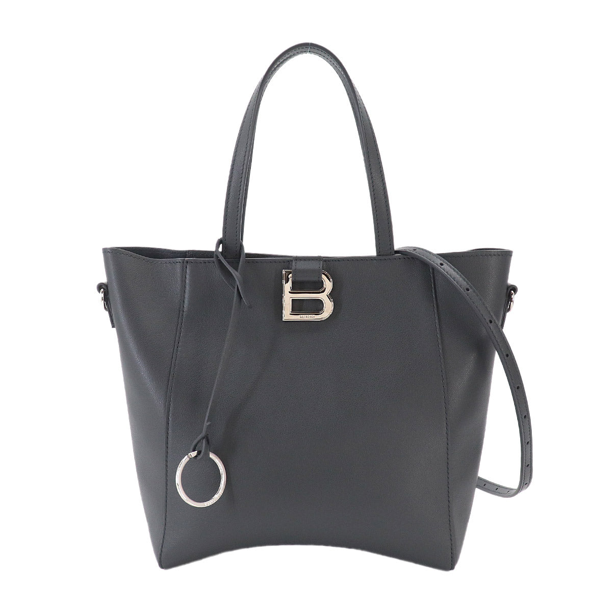 Hourglass Soft Small Tote Shoulder Bag Leather Gray 810415